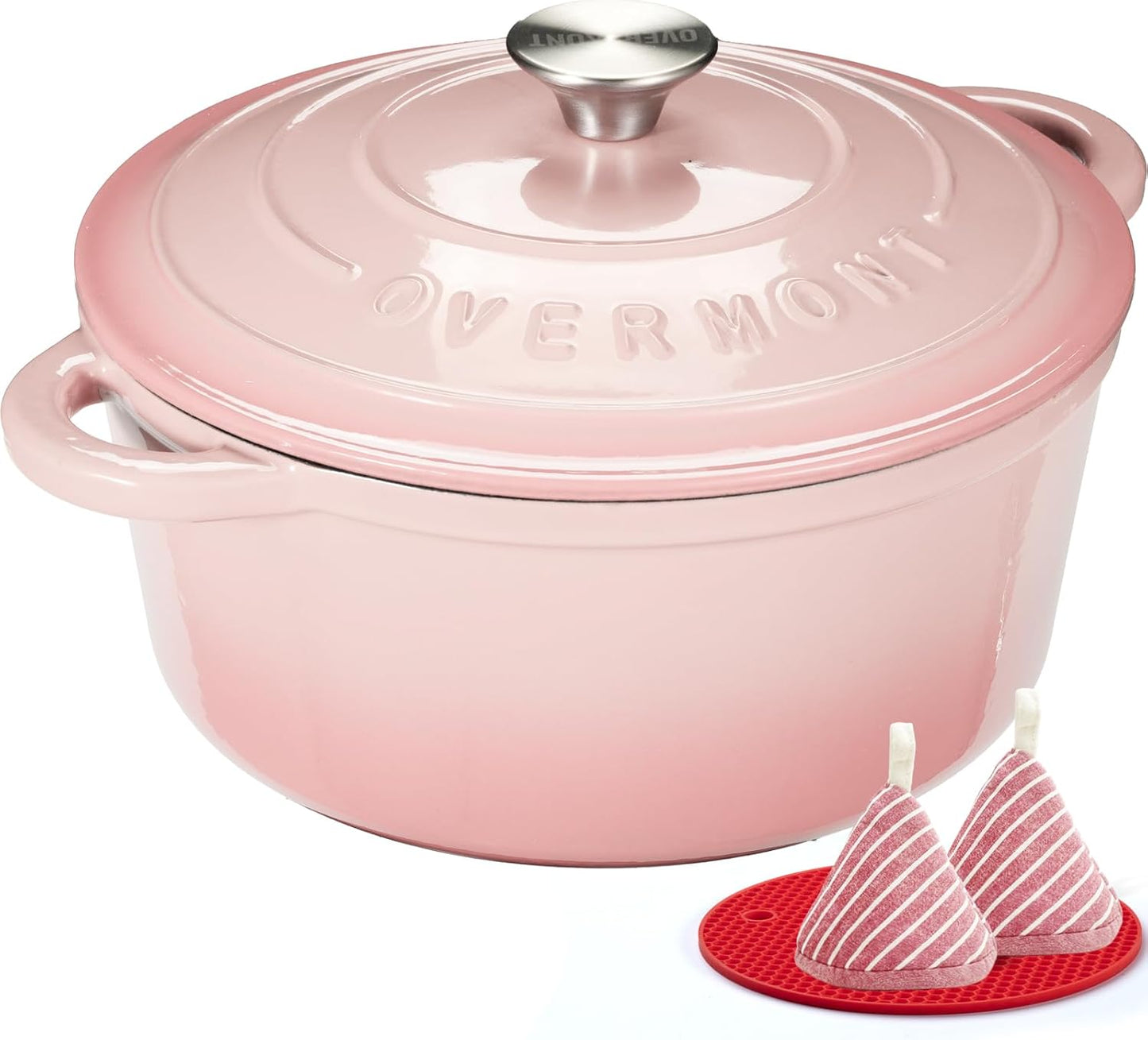 Overmont Enameled Cast Iron Dutch Oven - 5.5QT Heavy-Duty Pot