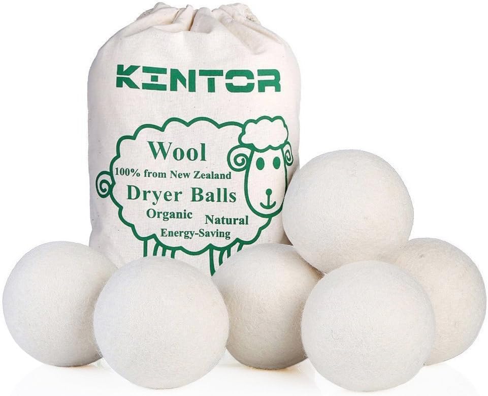 KINTOR XL Wool Dryer Balls 6 Pack - Speeds Up Drying