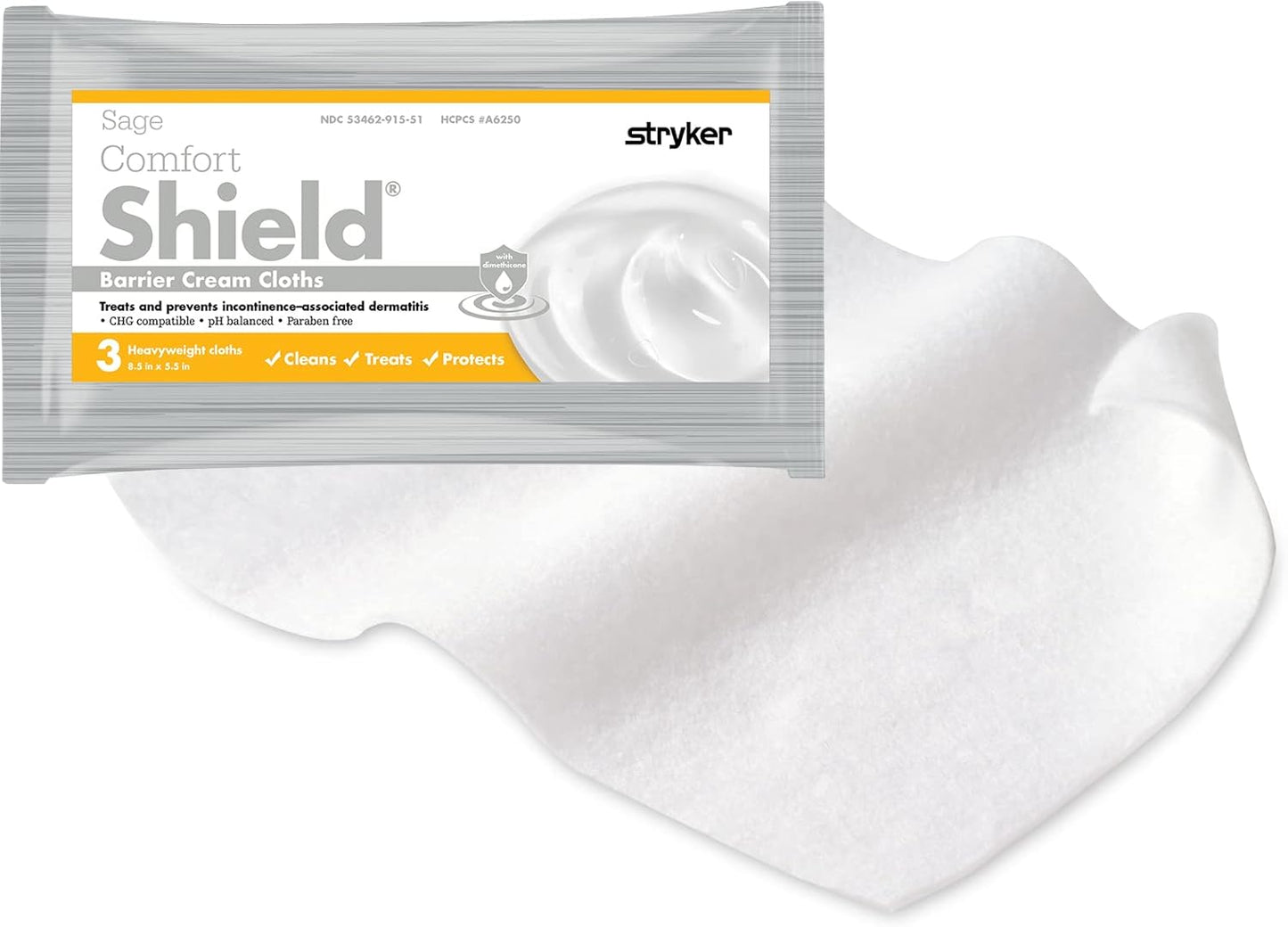 Stryker Sage Comfort Shield Barrier Cream Cloths for Skin Care