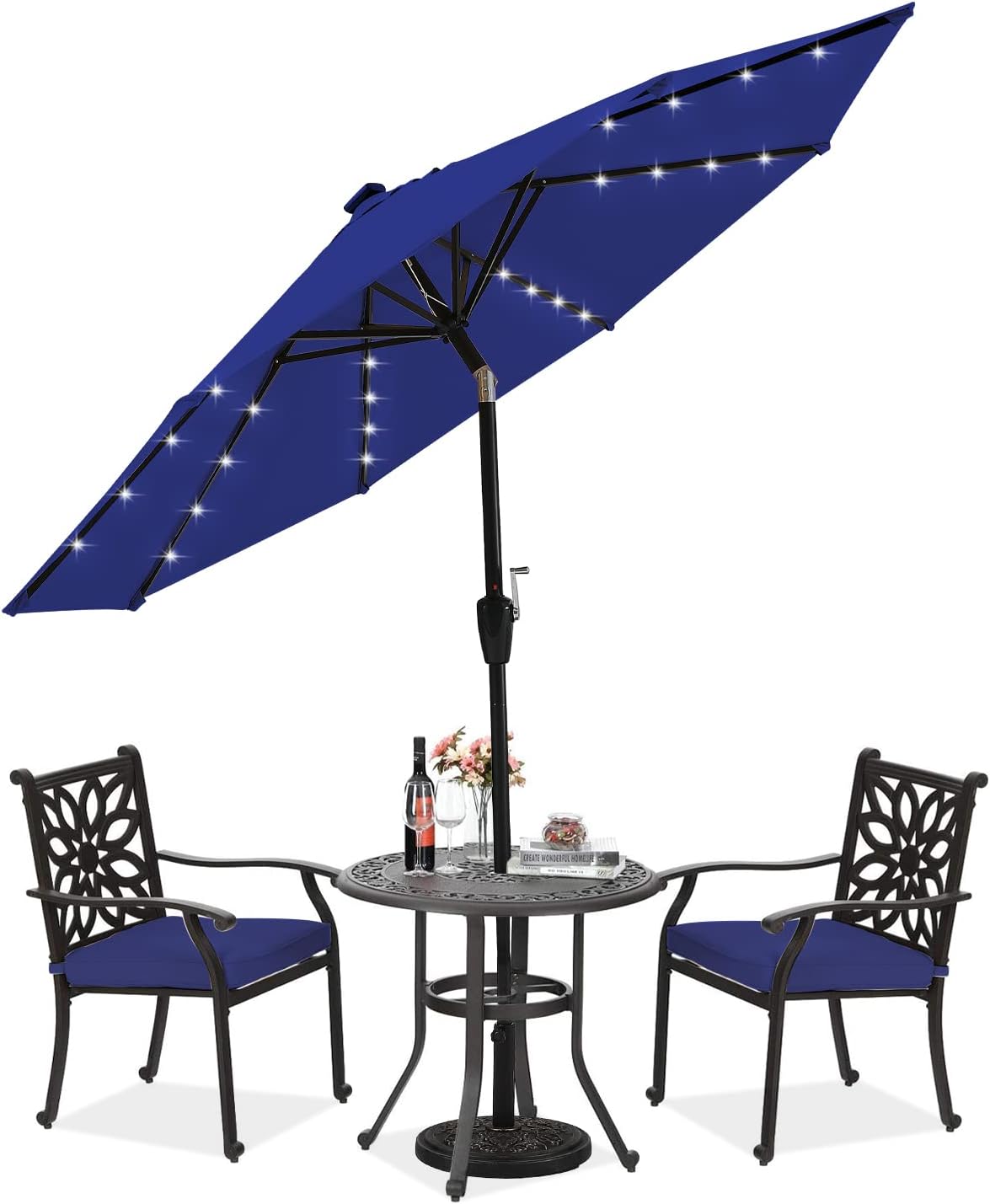 Durable Solar Led Patio Umbrellas with 32LED Lights 9FT