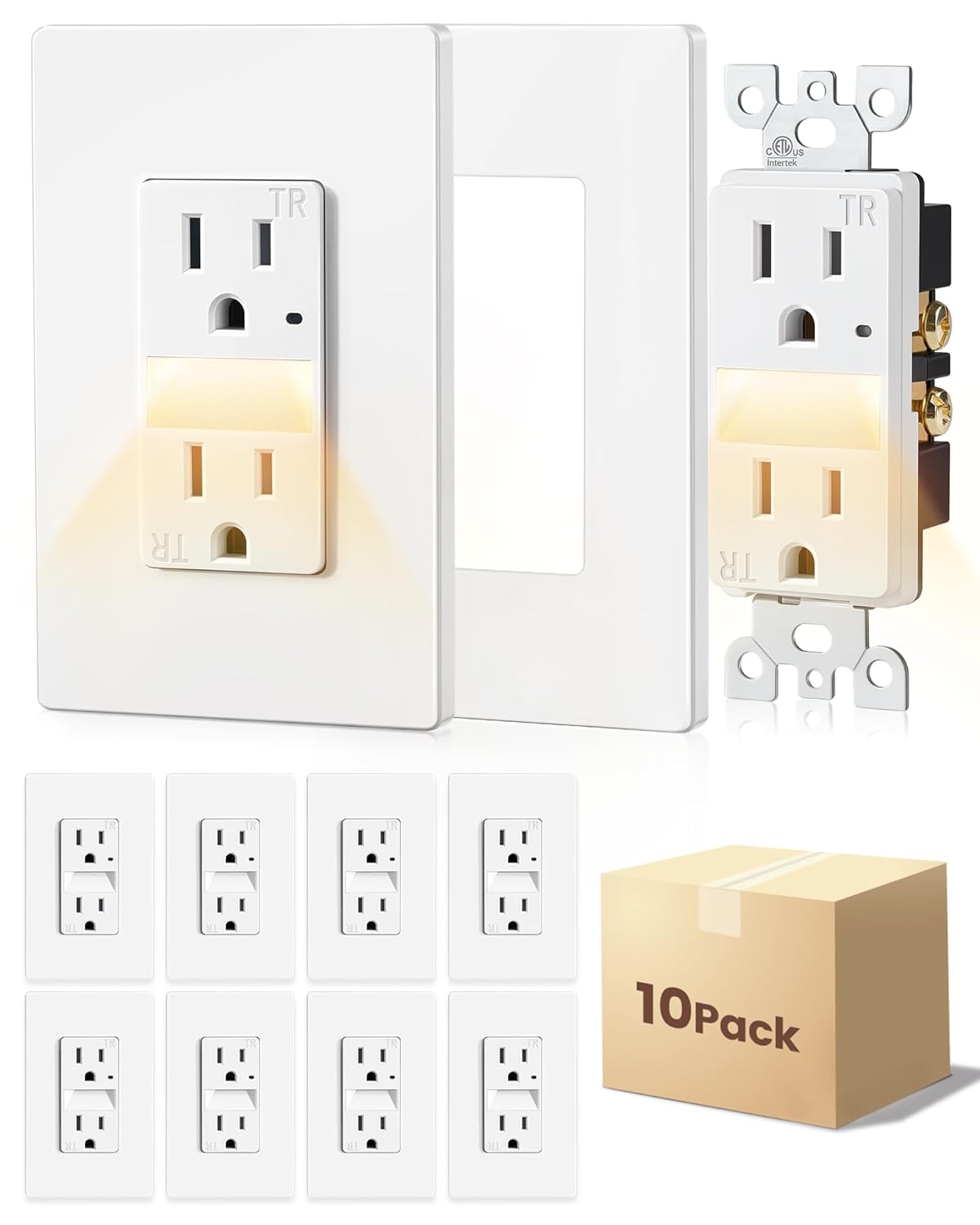 SURAIELEC 15AMP Outlet with Nightlight for Safe Illumination