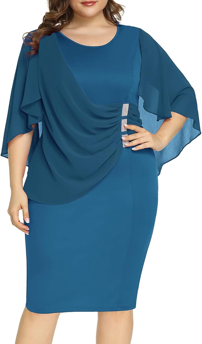 Hanna Nikole Women's Plus Size Chiffon Ruffle Dress for Elegance