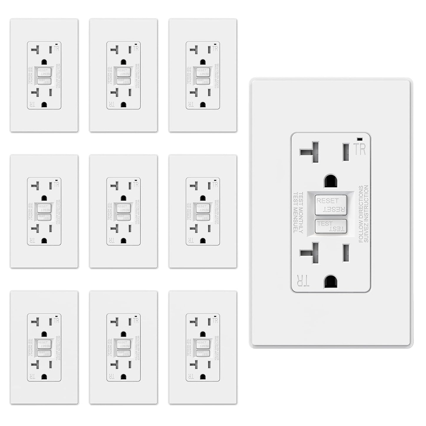 ELEGRP GFCI Outlet 20 Amp with Self-Test and Tamper Resistance