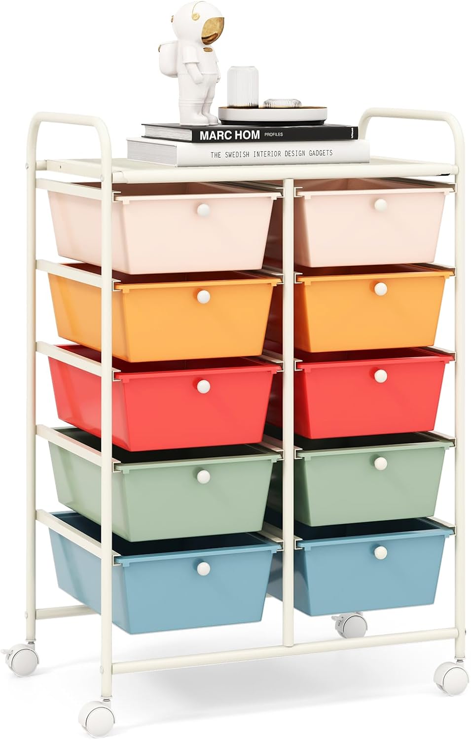 RELAX4LIFE Rolling Storage Cart with 10 Drawers for Organizing