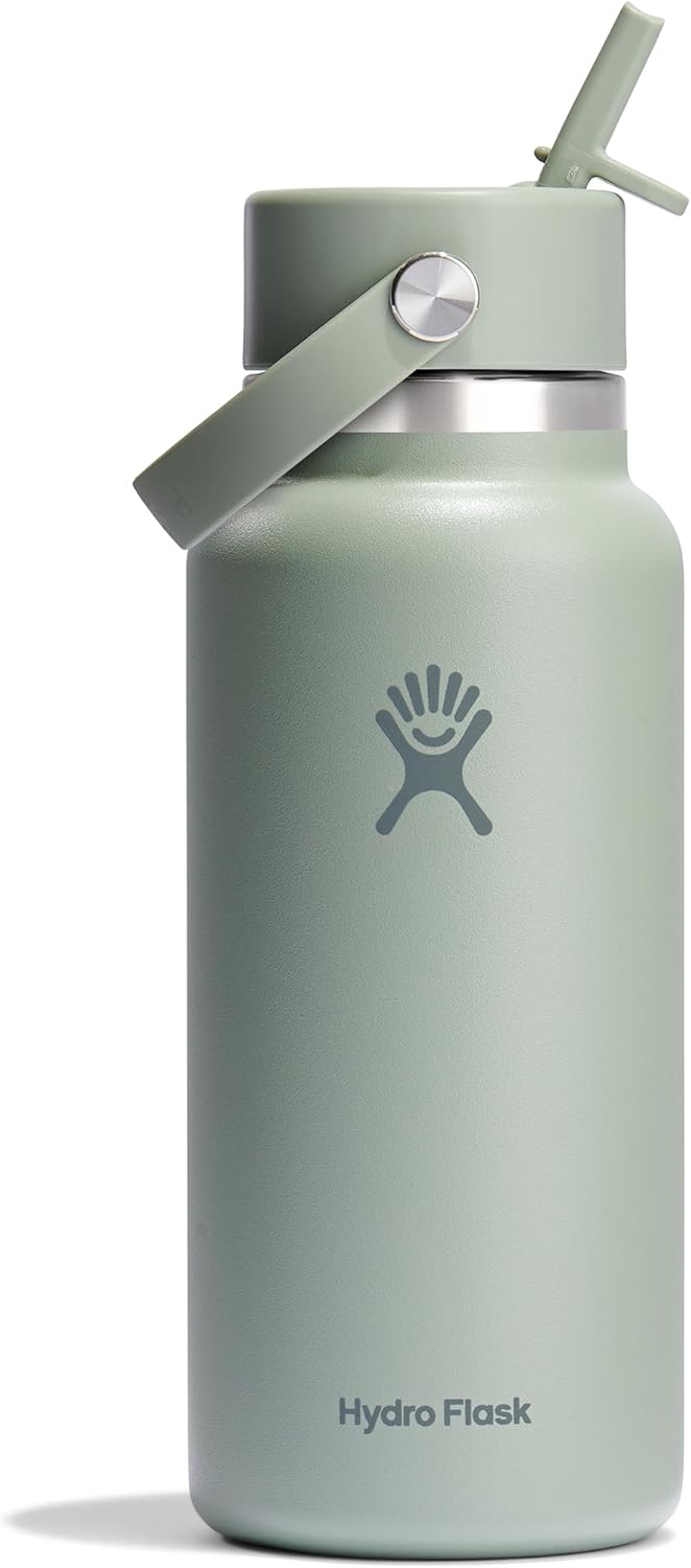 Hydro Flask Wide Mouth Water Bottle with Flex Straw Lid 32 Oz