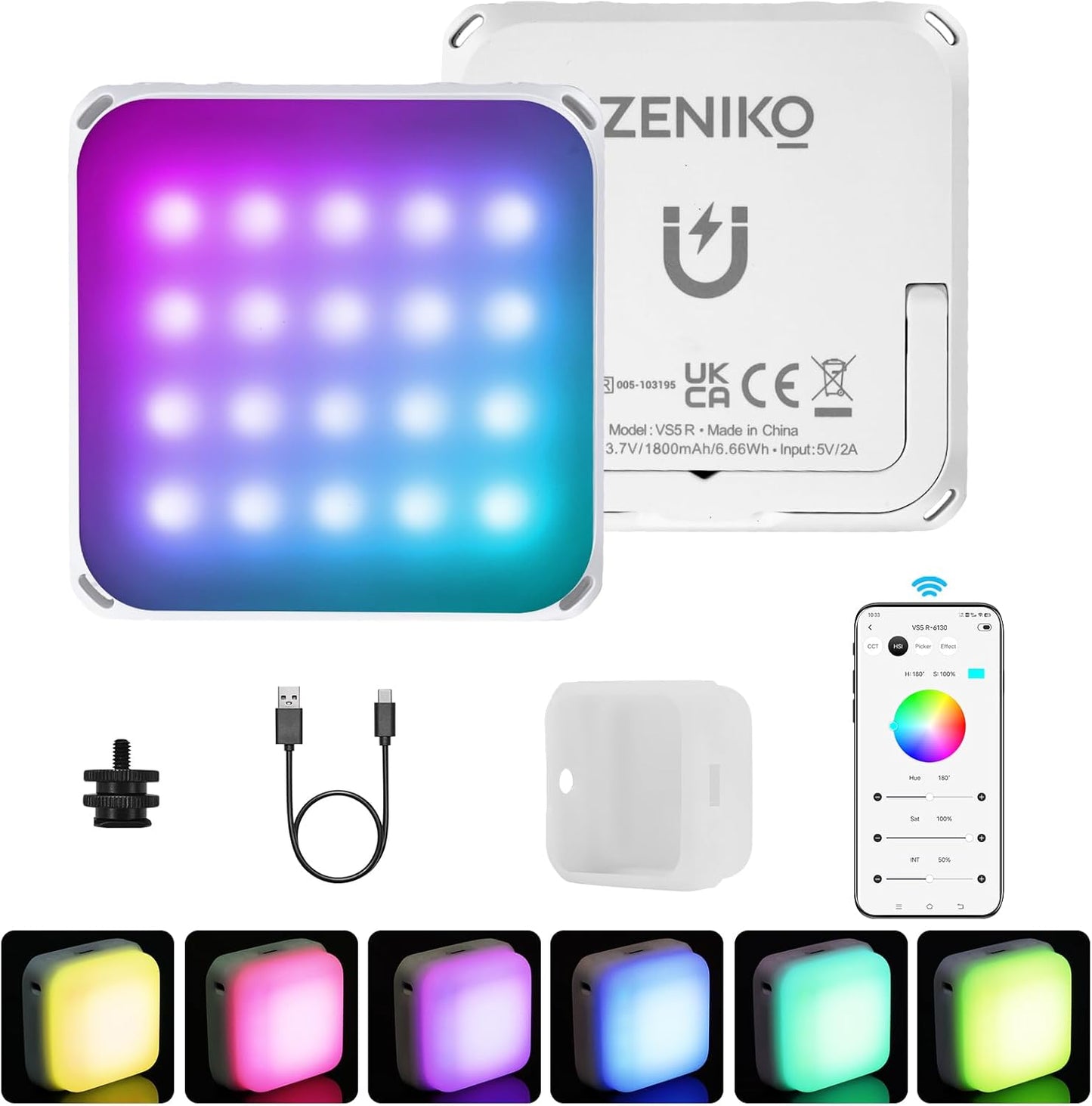 VS5 R Magnetic RGB LED Video Light for Photography & Streaming
