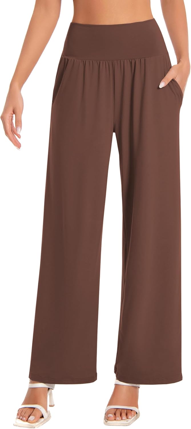 High Waist Wide Leg Yoga Pants for Women by Bubblelime