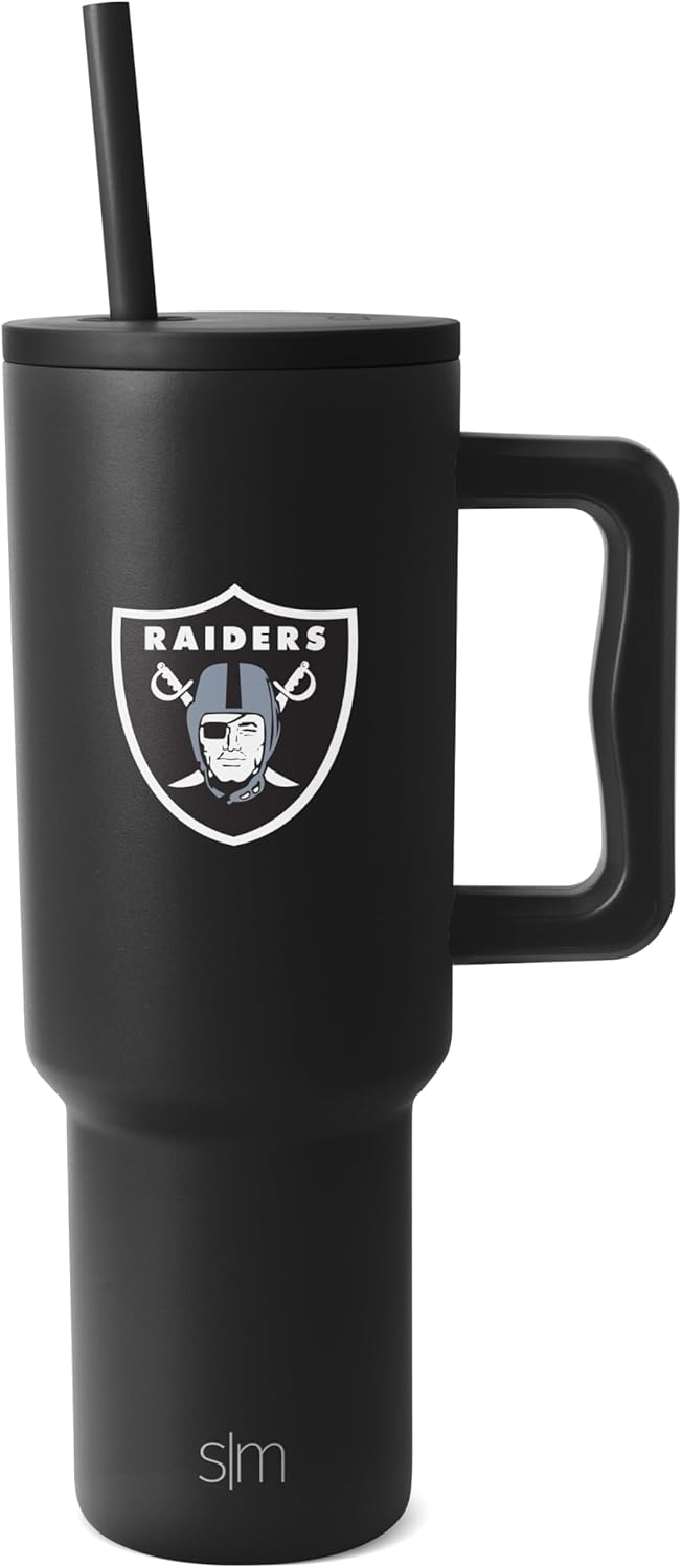 NFL 40oz Tumbler with Handle and Straw Lid for Raiders Fans