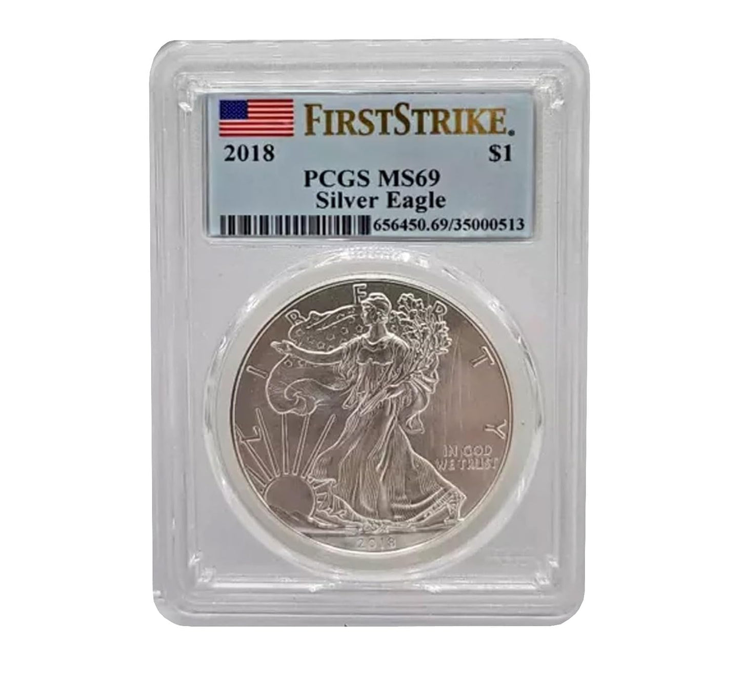 USA 2018 $1 American Silver Eagle Coin - MS69 PCGS Graded