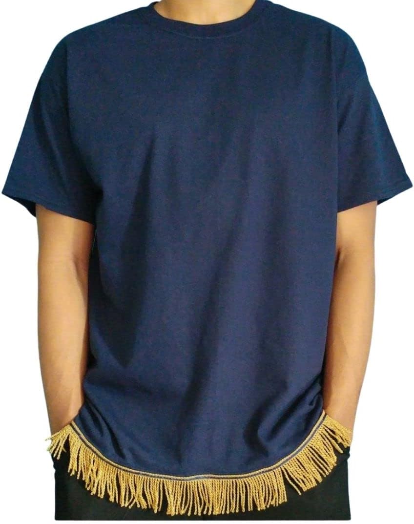 Israelite Men's Navy T-Shirt with Gold Fringes for Style