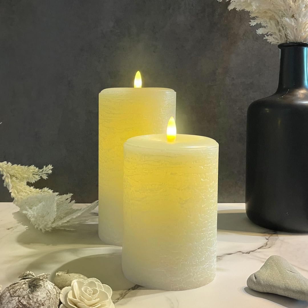 LumiPur Signature Natural Glow Flameless Wax Pillar Candle Set