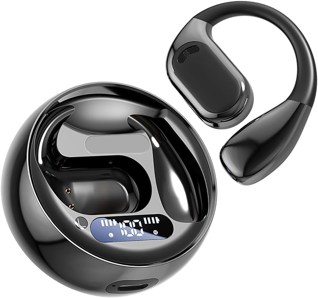 QJF Open-Ear Wireless Sport Earbuds: 50H Playback, Waterproof, LED Display