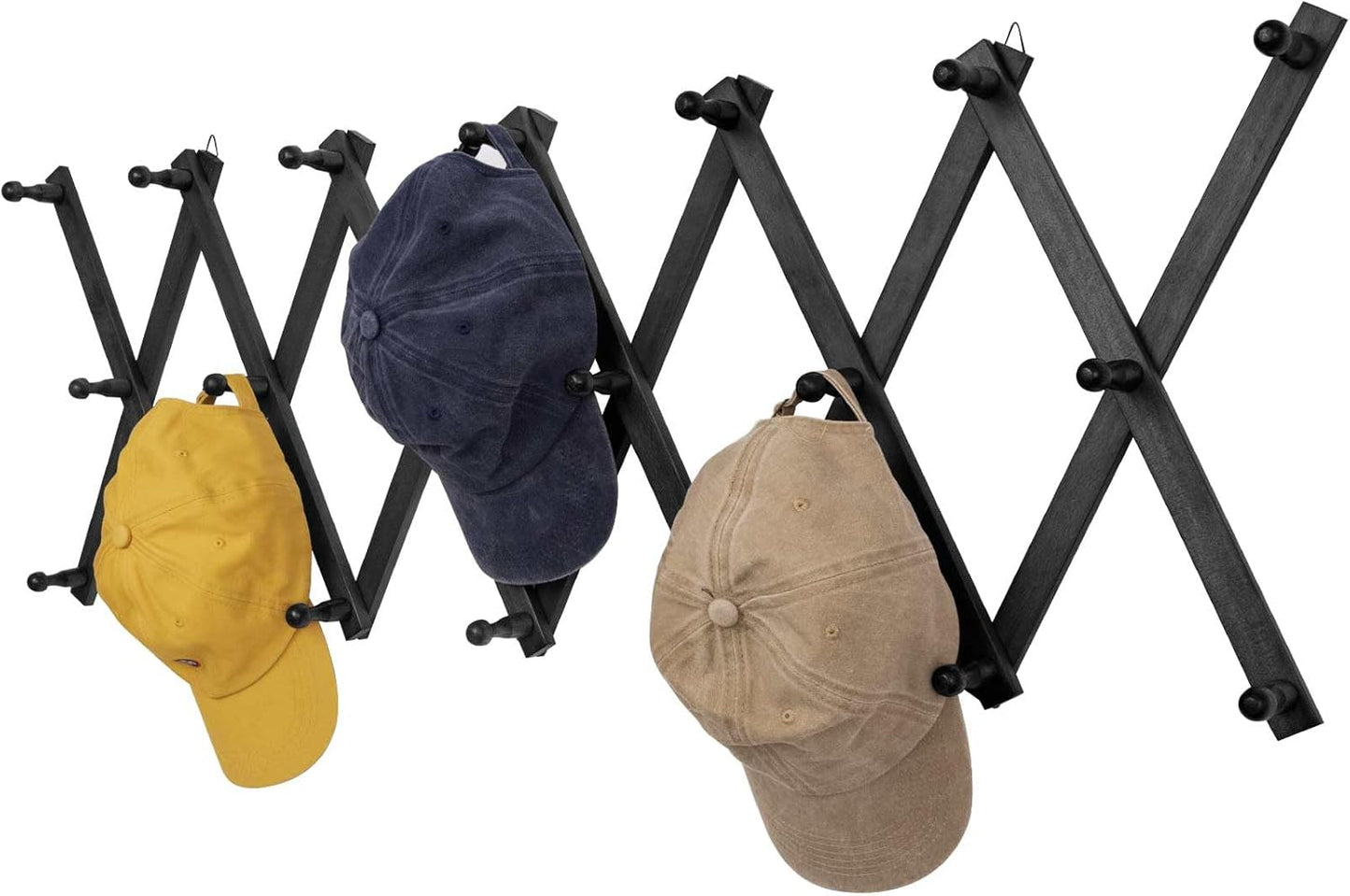 Expandable Wooden Wall Rack with 20 Hooks for Versatile Storage