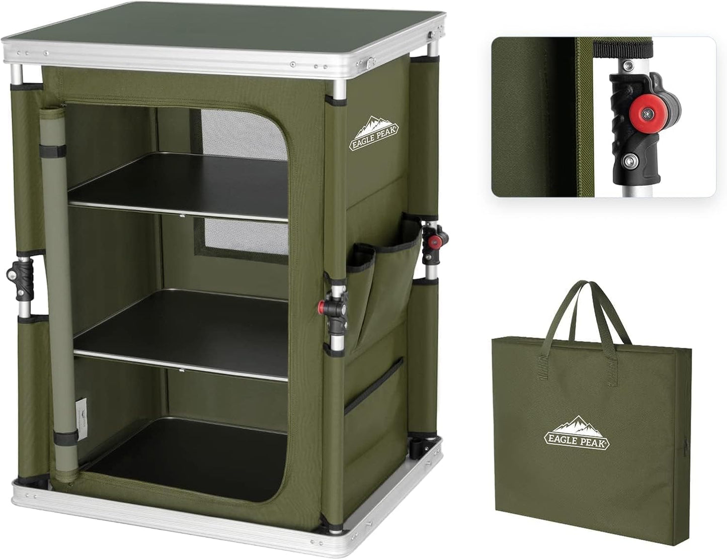 EAGLE PEAK Outdoor Folding Camping Table with Storage Organizer