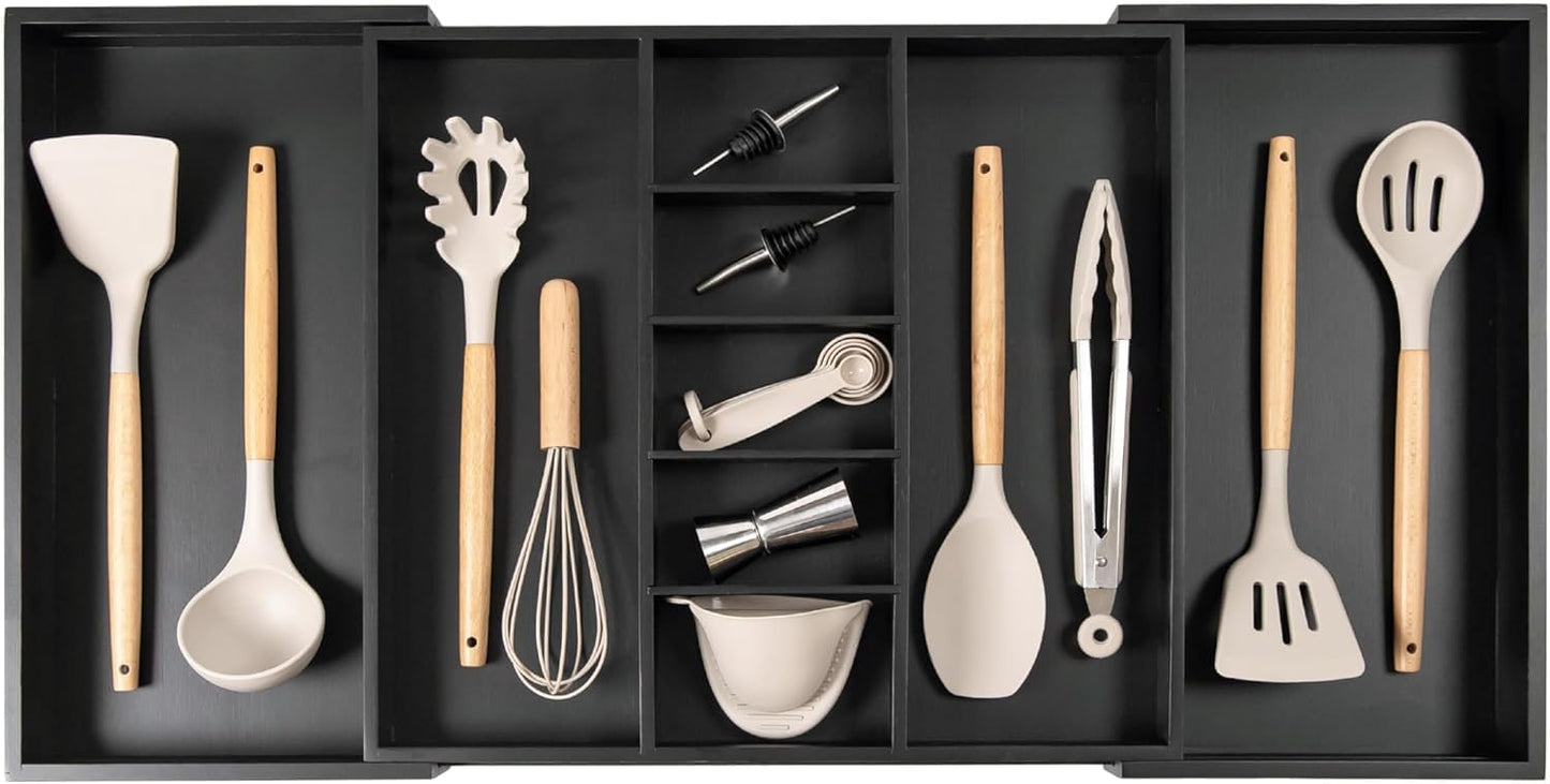Adjustable Kitchen Drawer Organizer for Utensils and Junk Storage