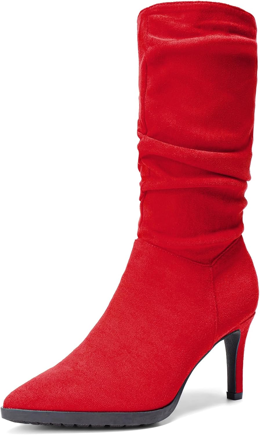 DREAM PAIRS Women's Mid Calf Boots with High Heels and Zip