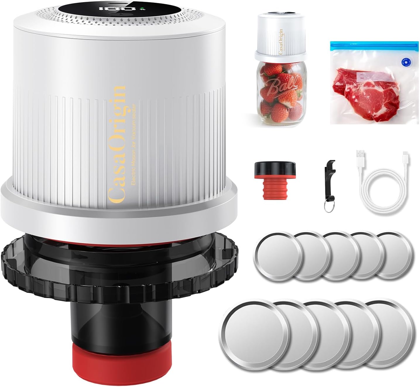 Electric Mason Jar Vacuum Sealer Kit for Canning & Storage