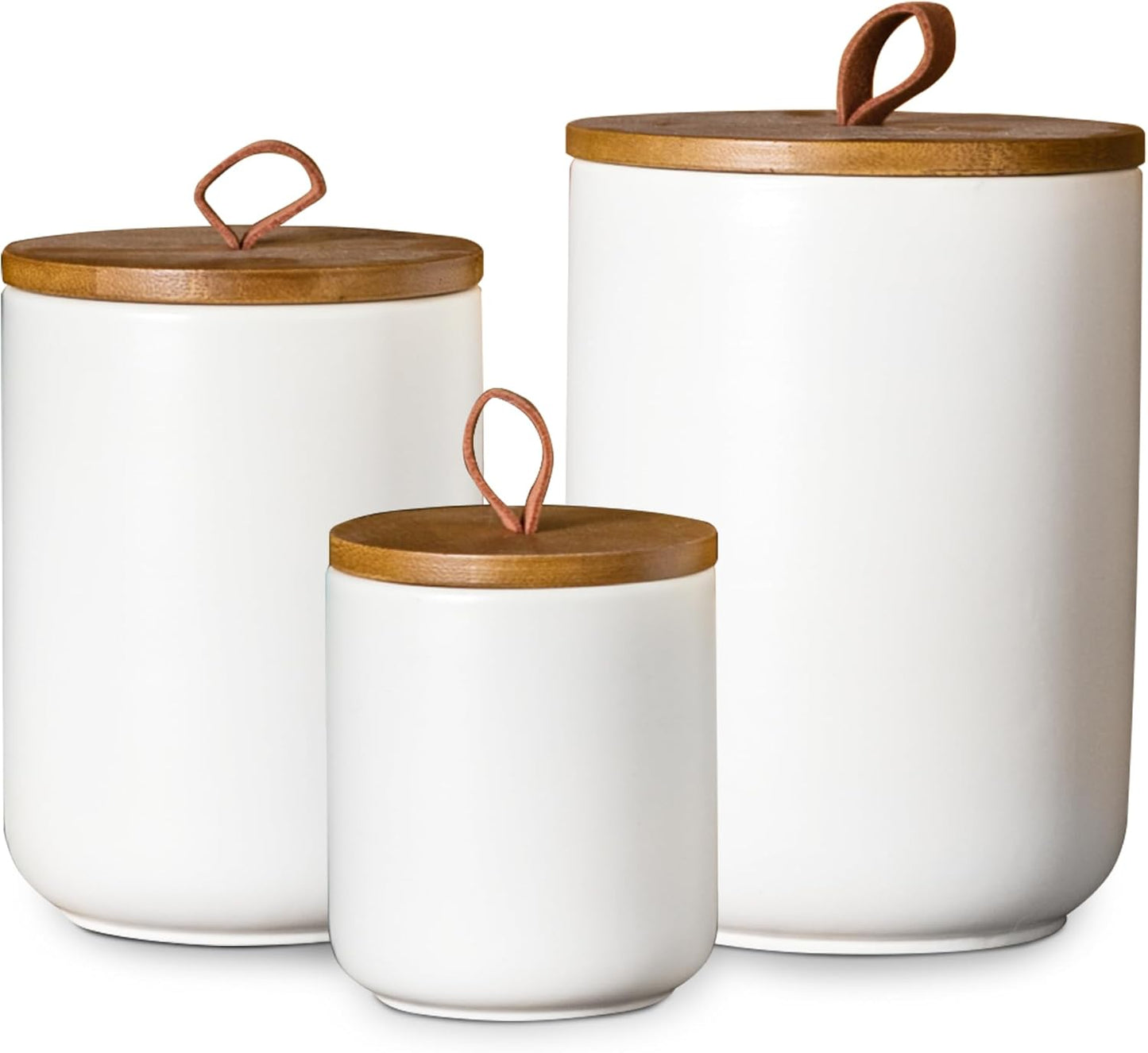 Versatile JOJUNO White Ceramic Canister Set for Kitchen Storage