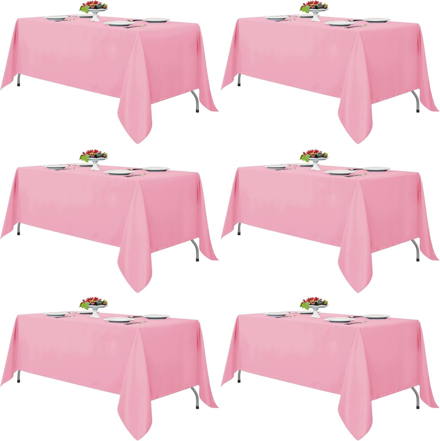 Fitable Pink Rectangle Tablecloths for 6 Foot Tables - 6 Pack