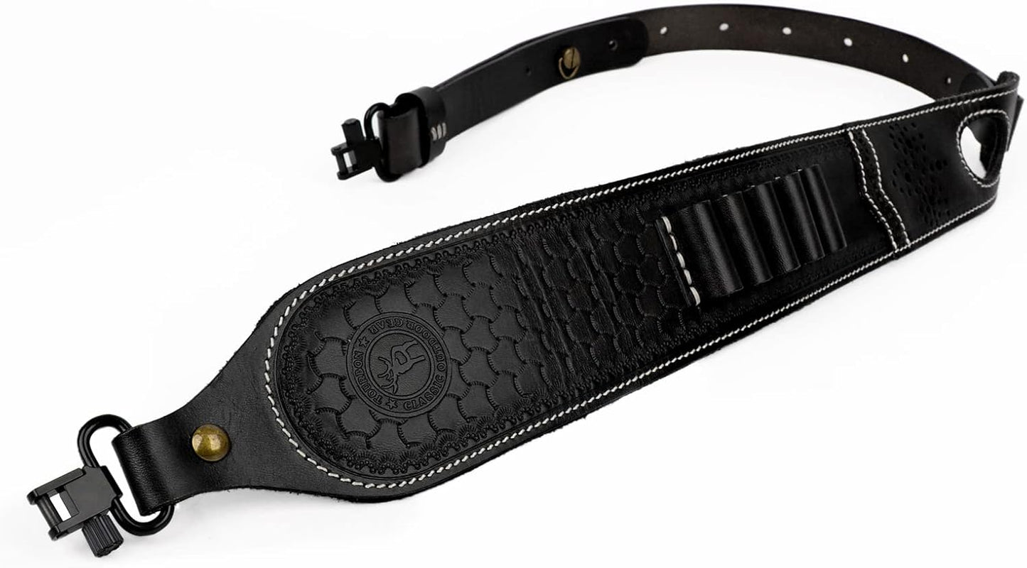TOURBON Vintage Leather Ammo Holder Rifle Sling for Hunting