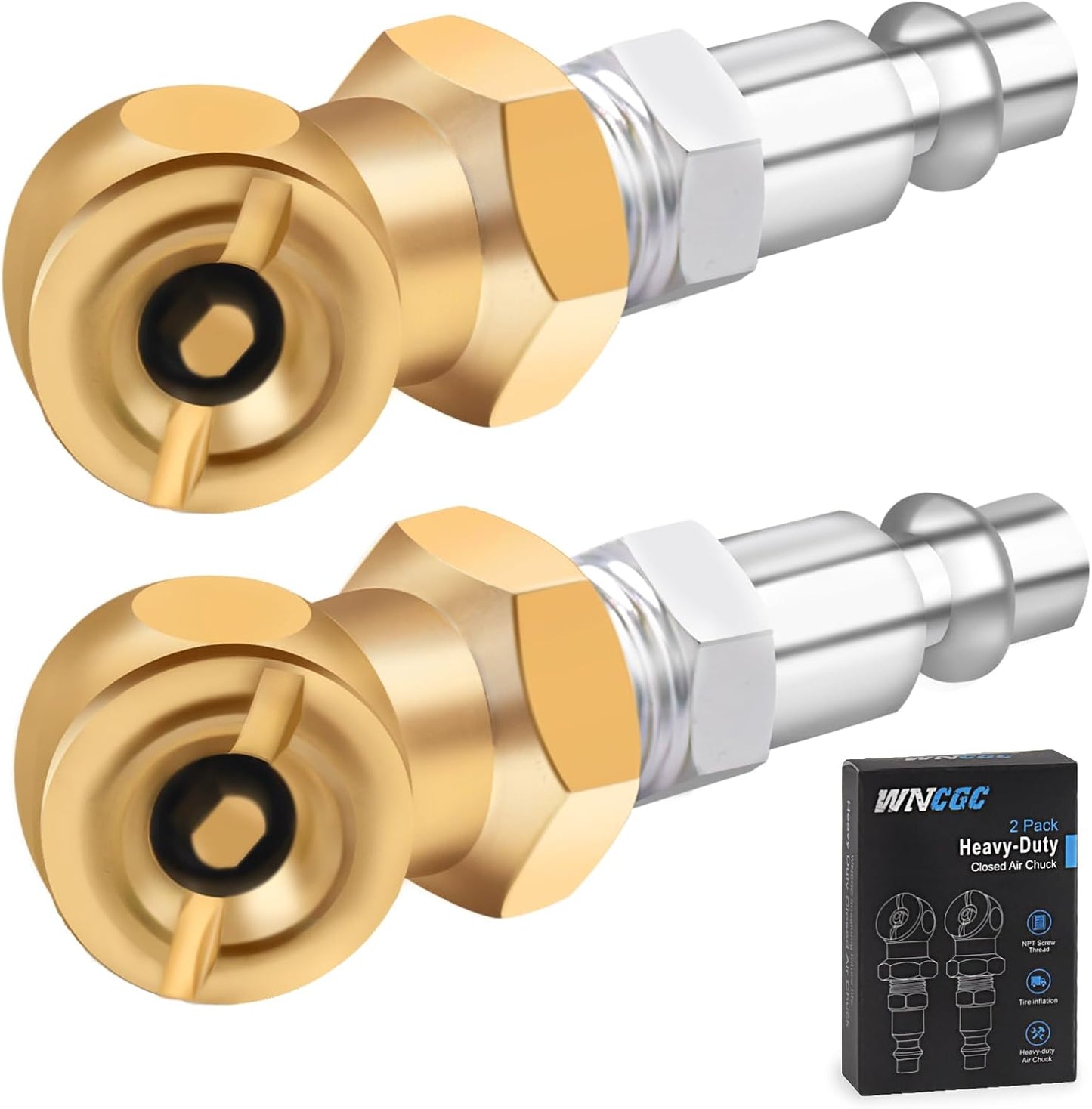 2 Pack Portable Brass Air Chucks for Easy Inflation