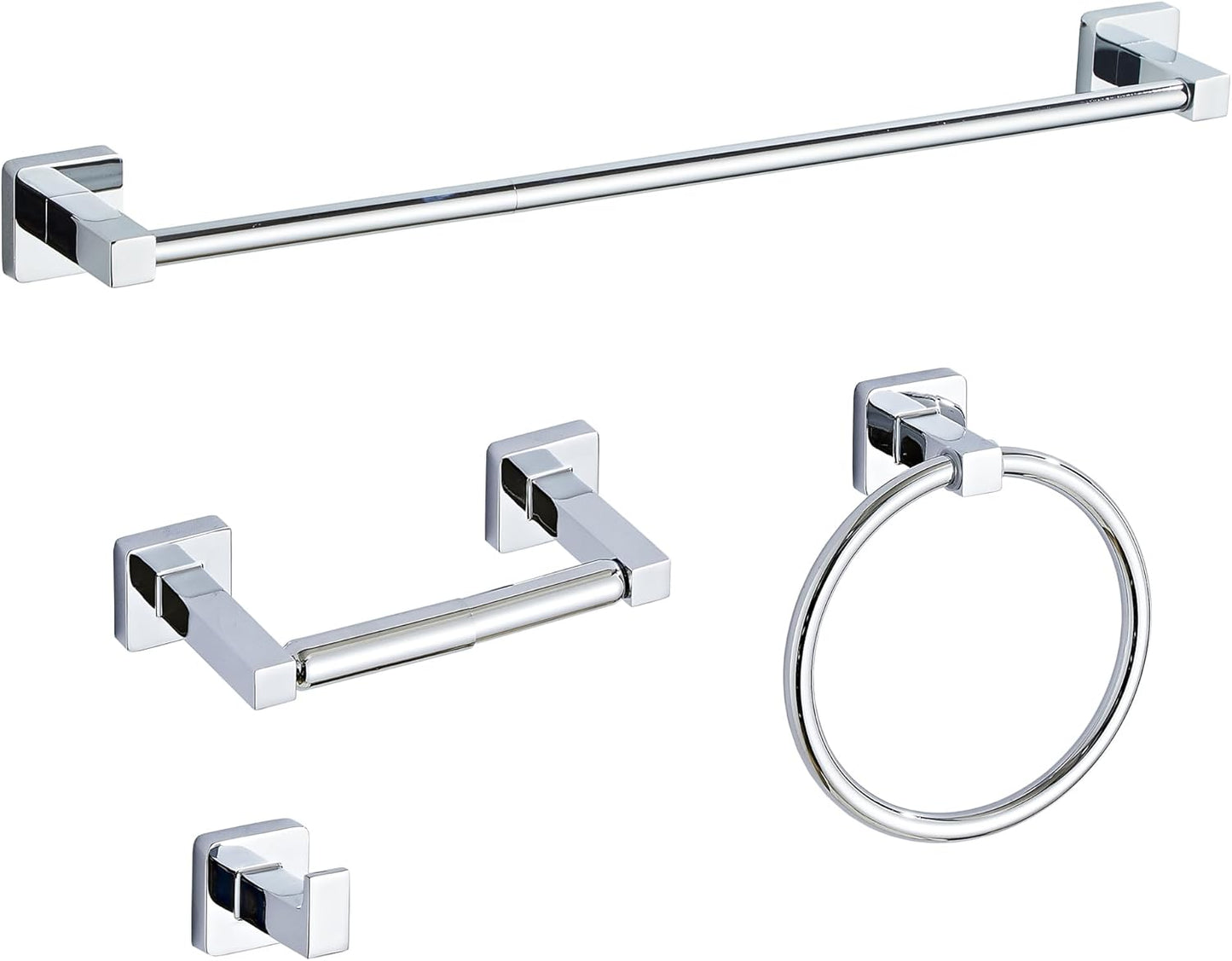 Chrome Bathroom Hardware Set 4 Pieces for Modern Decor