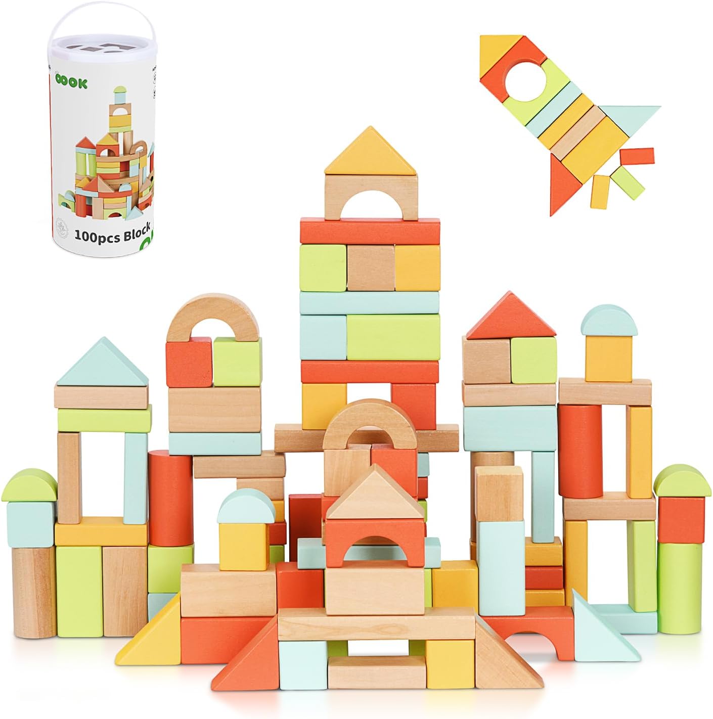 Montessori Wooden Building Blocks Set by TOOKYTOY