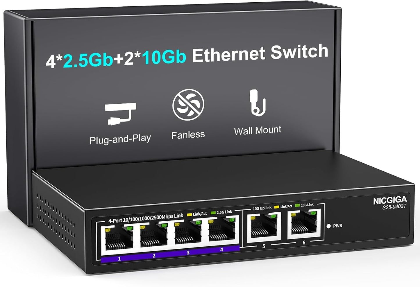 10Gbe Ethernet Switch Unmanaged with 6 Ports for Fast Networking