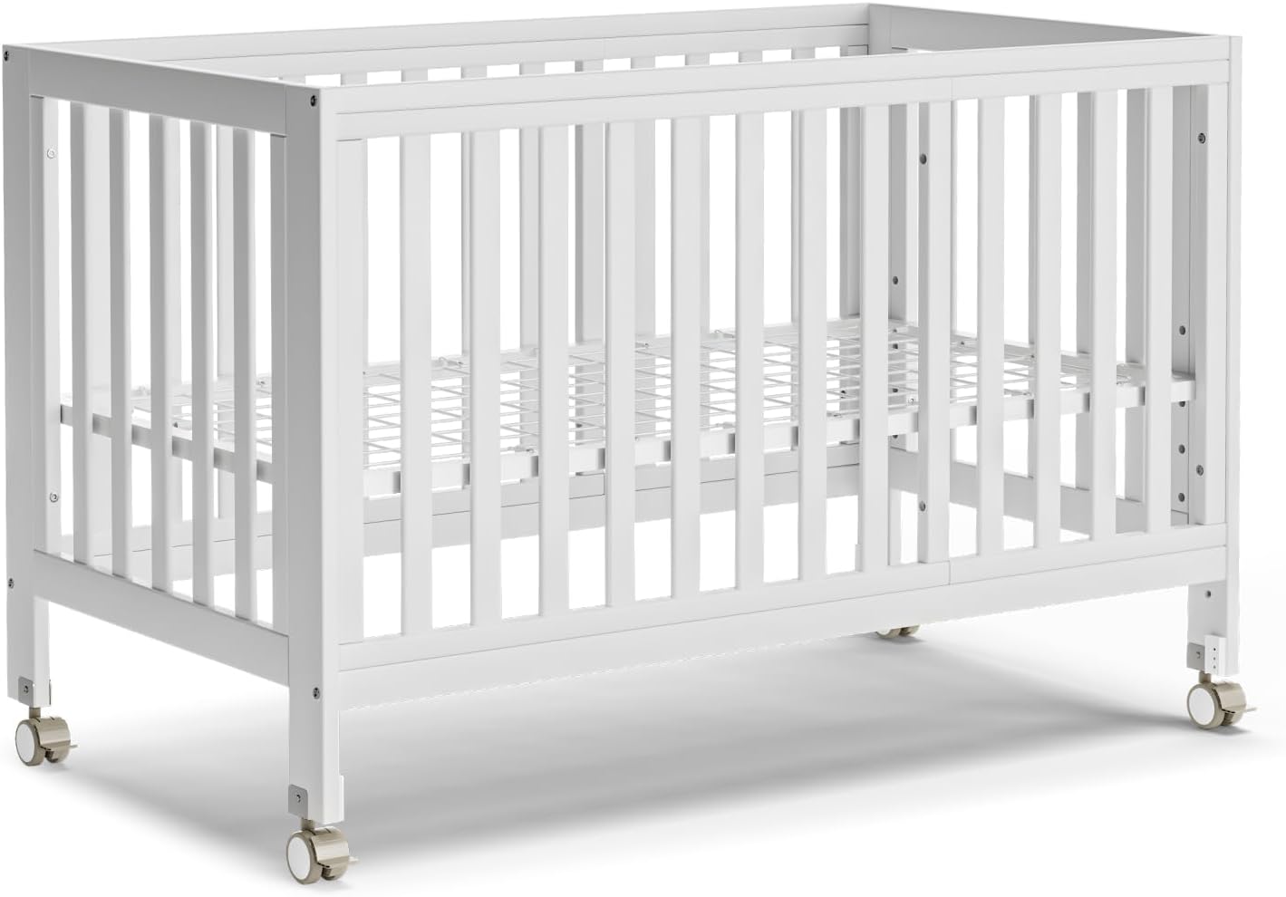 EvoNest 11 in 1 Convertible Mini Crib with Wheels for Growth