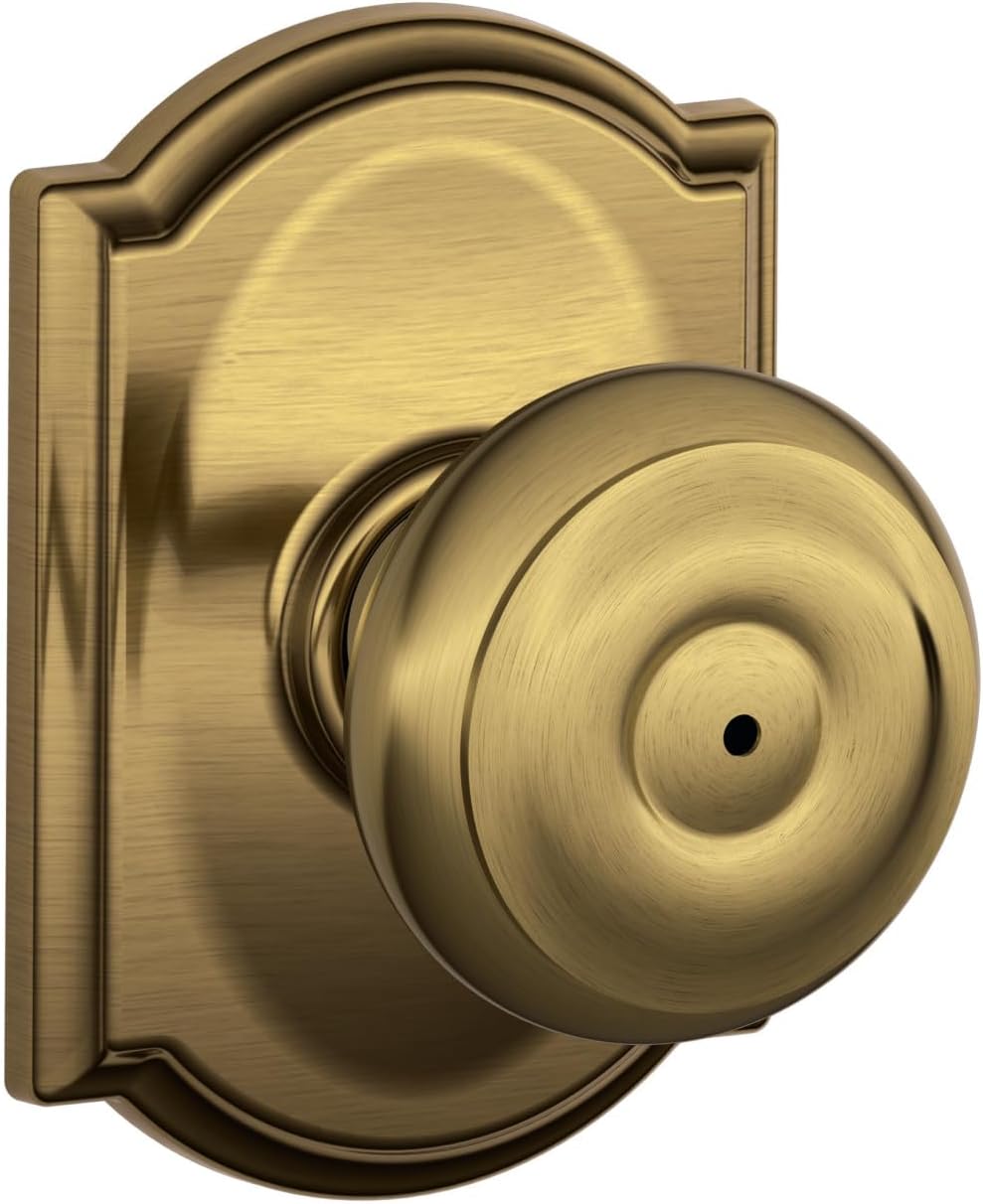 SCHLAGE F40 GEO 609 CAM Georgian Privacy Knob in Antique Brass