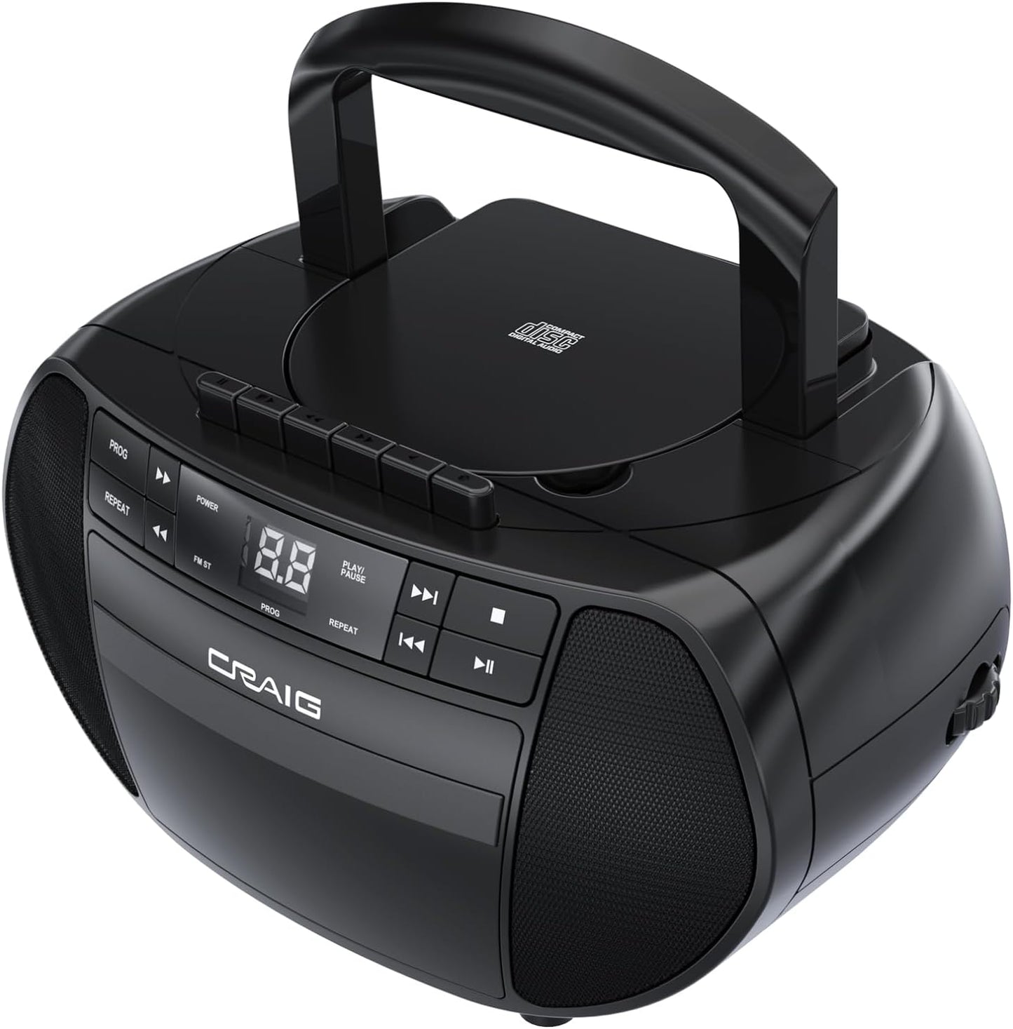 Craig Portable Top-Loading CD Boombox with Cassette Player