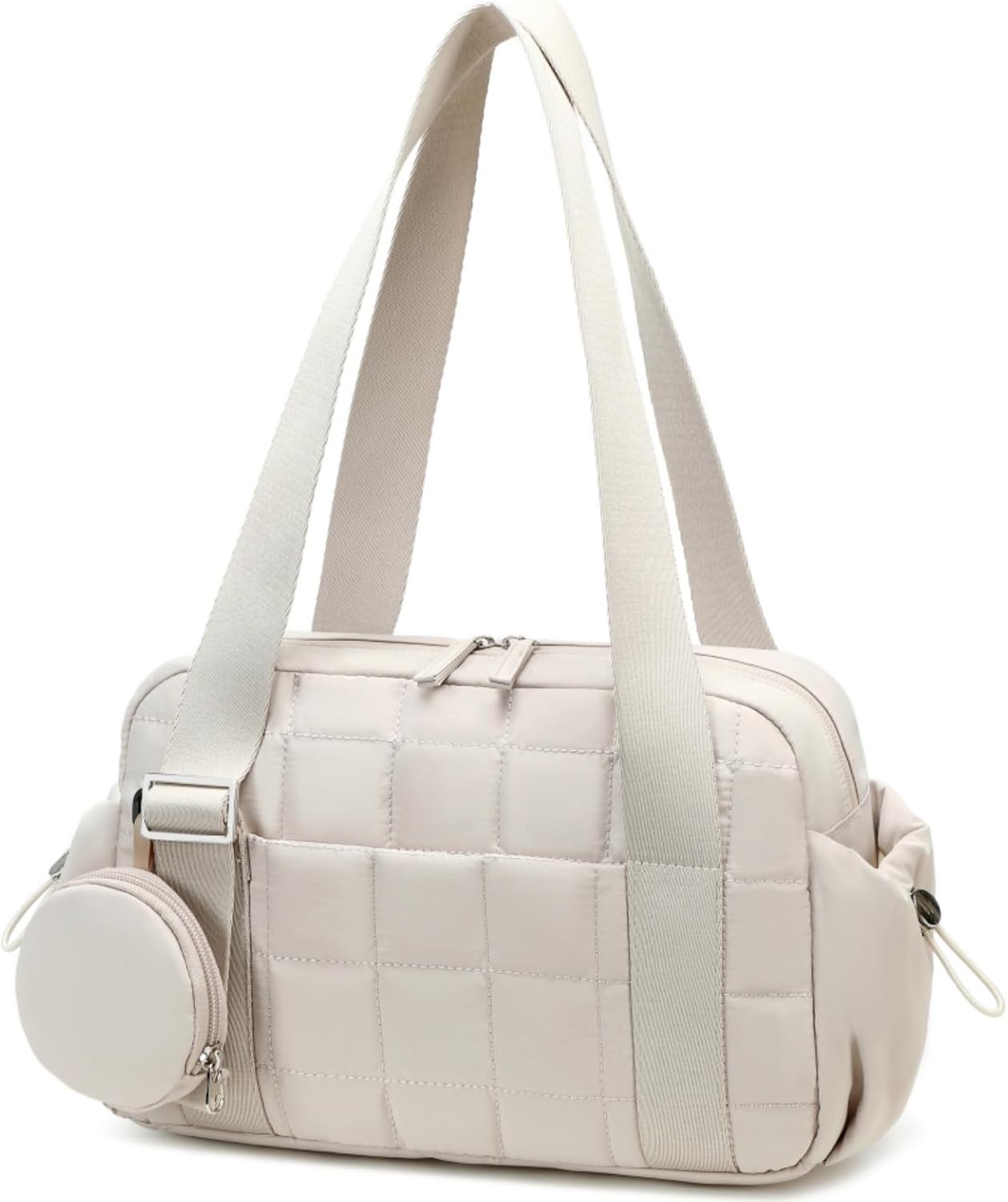 Quilted Mini Gym Bag with Wet Compartment - Beige