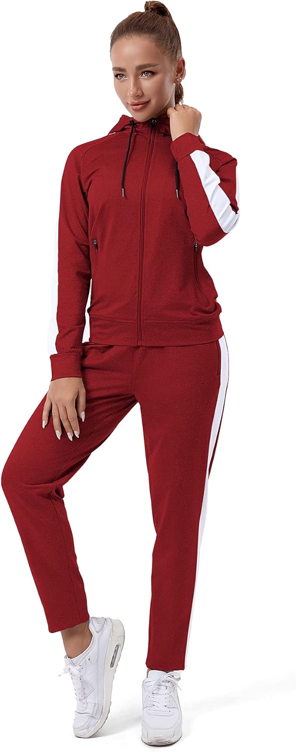 TEZO Womens Full Zip-Up Hoodie Tracksuit Set for Casual Wear