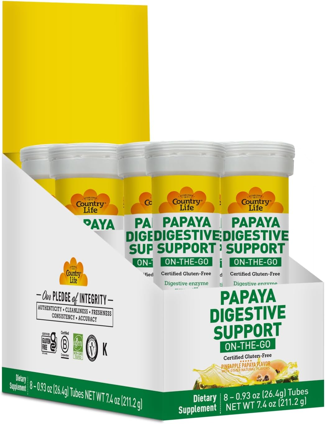 Country Life Chewable Papaya Digestive Enzyme 8 Pack for Wellness