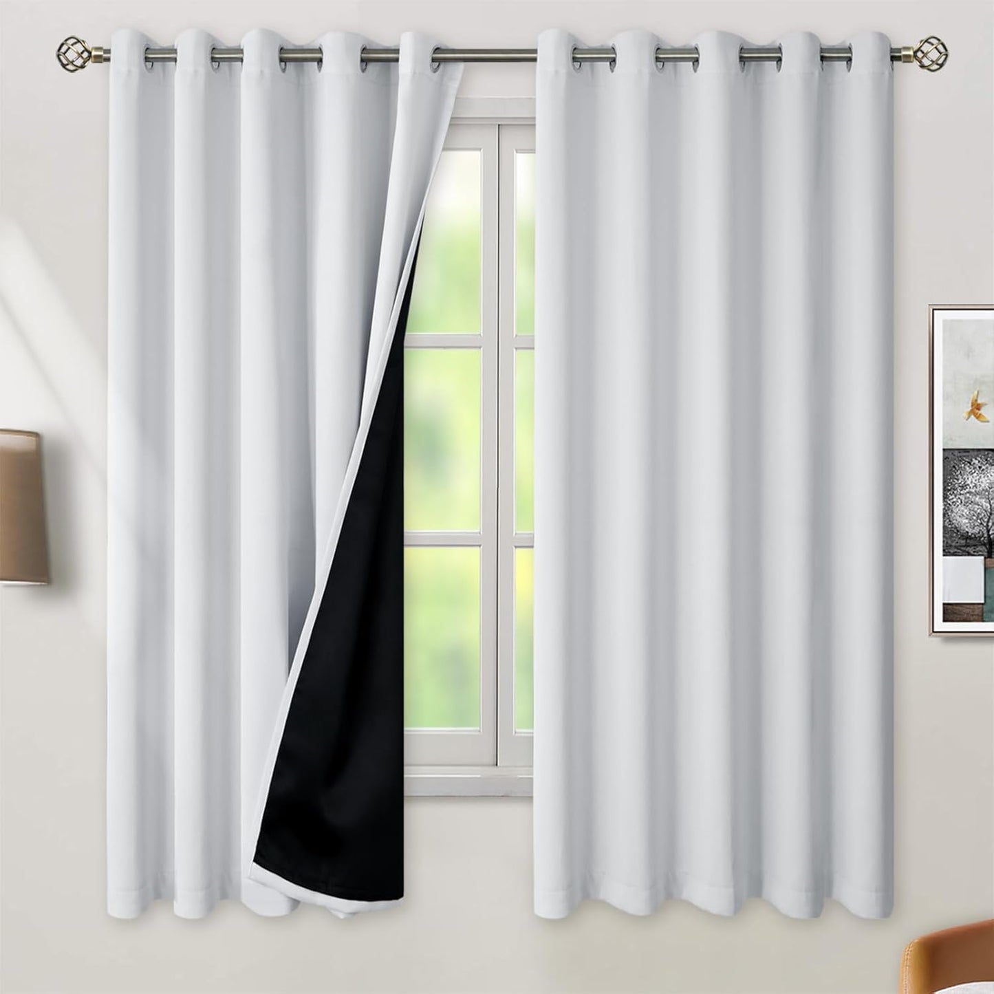 BGment Greyish White 100% Blackout Curtains for Bedroom