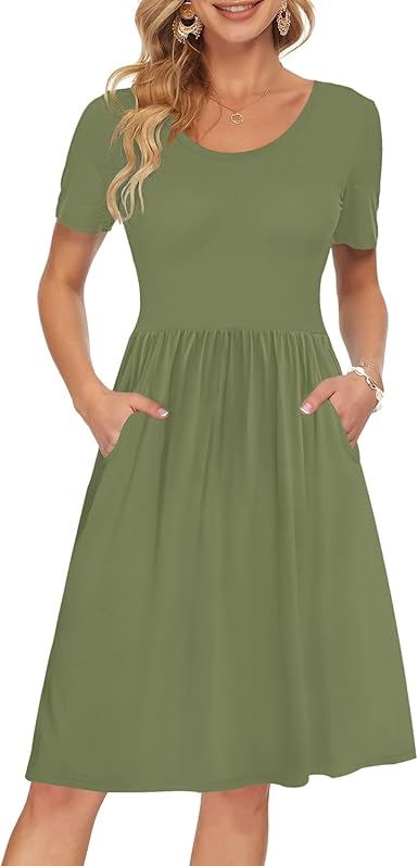 AUSELILY Women's Floral Pleated Dress for Casual Style