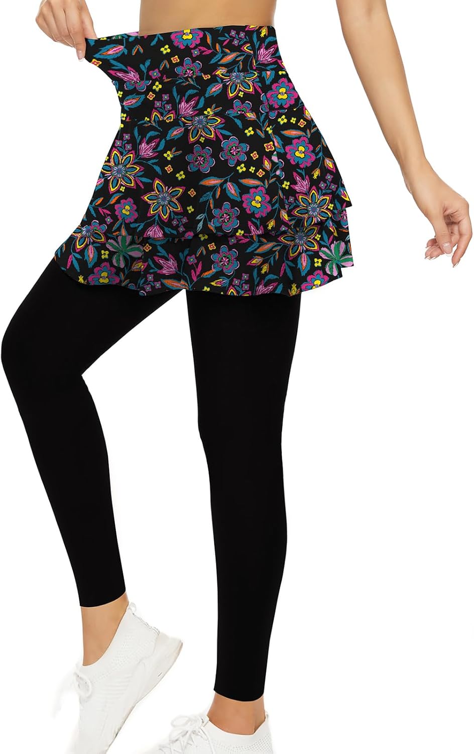 WOWENY Tennis Skirted Leggings with Pockets for Women Active