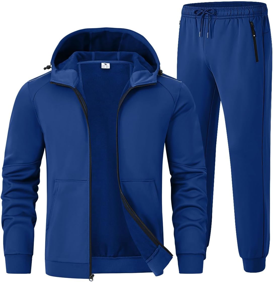Rdruko Men's Fleece Sweat Track Suit for Winter Workouts