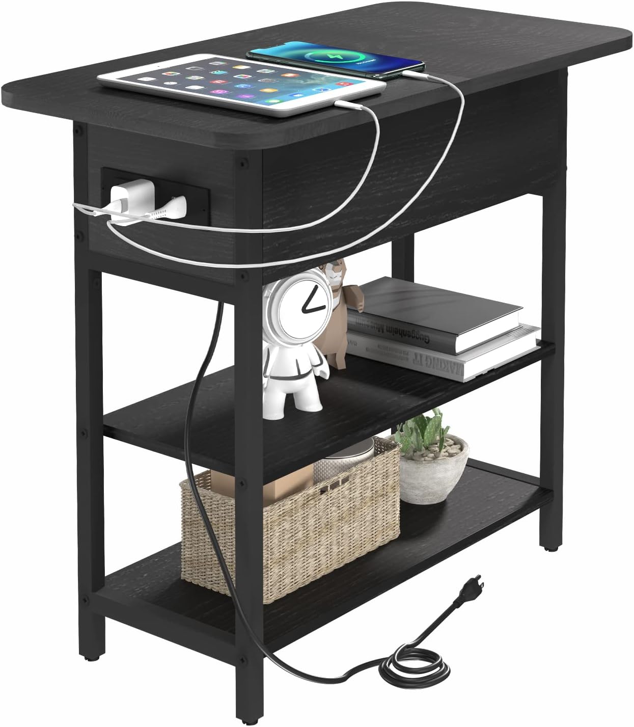 Yoobure End Table with Charging Station for Small Spaces