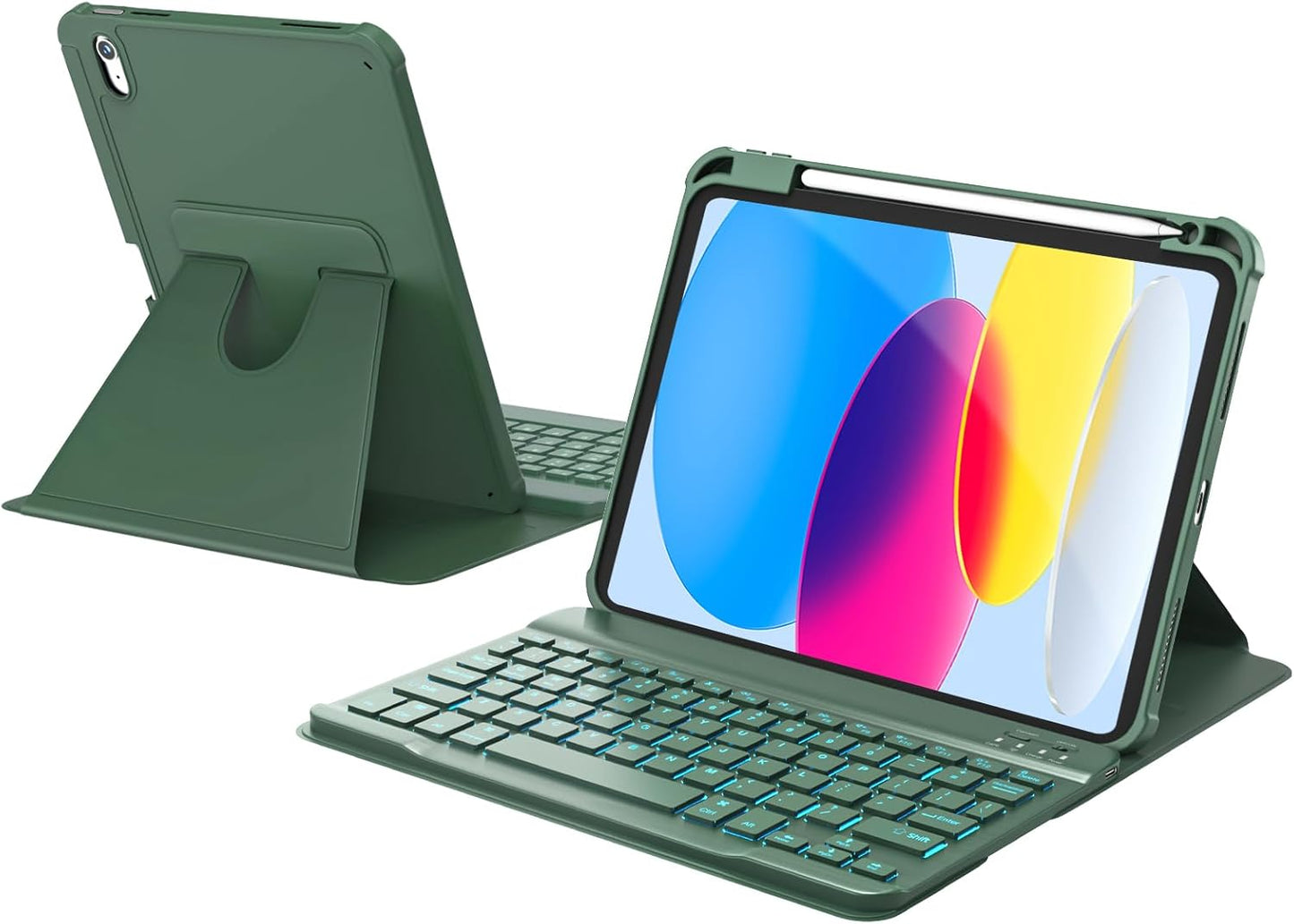 iPad 11th & 10th Gen Case with Keyboard and 360 Rotation