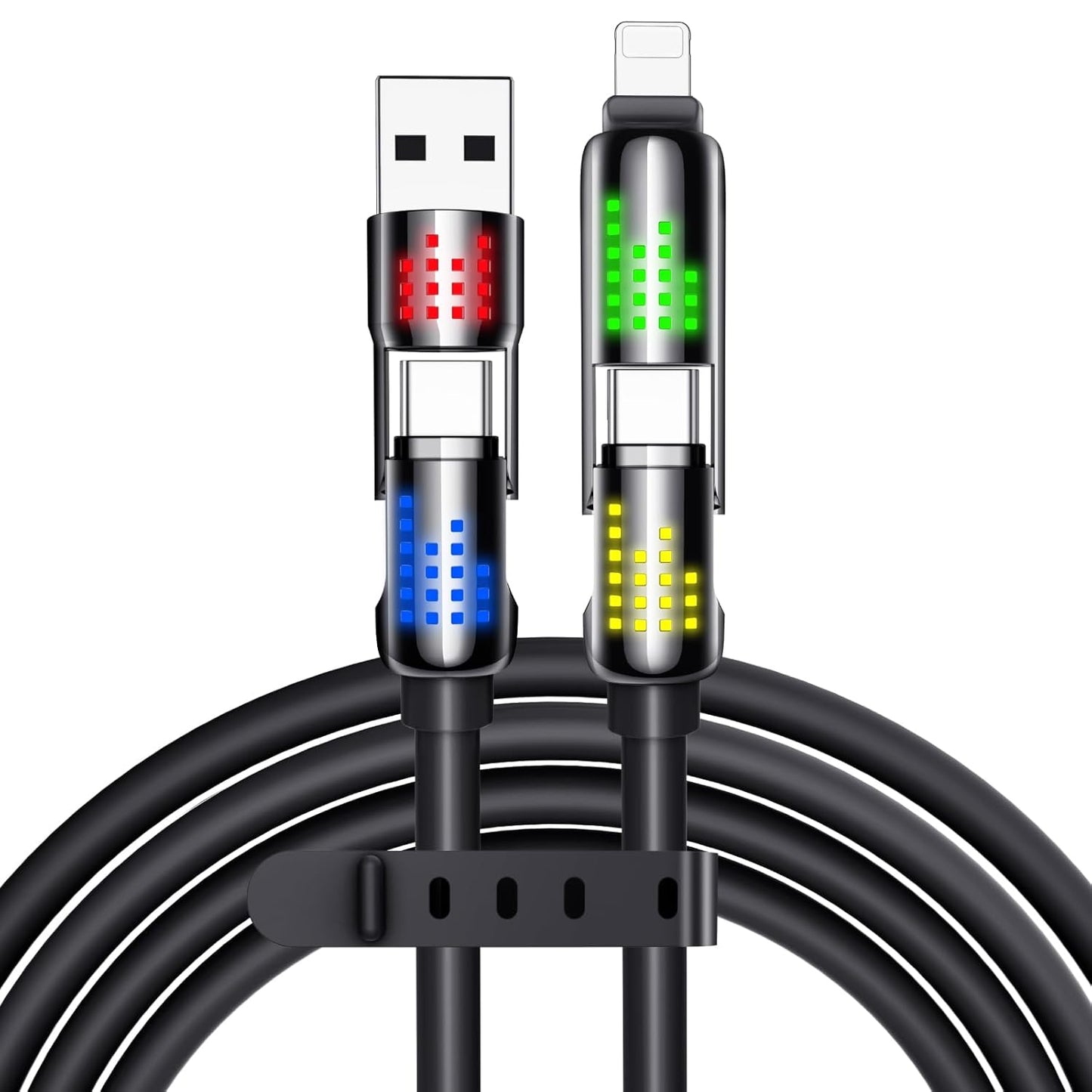4-in-1 USB C Cable with Breathing Light - Fast Charge & Sync