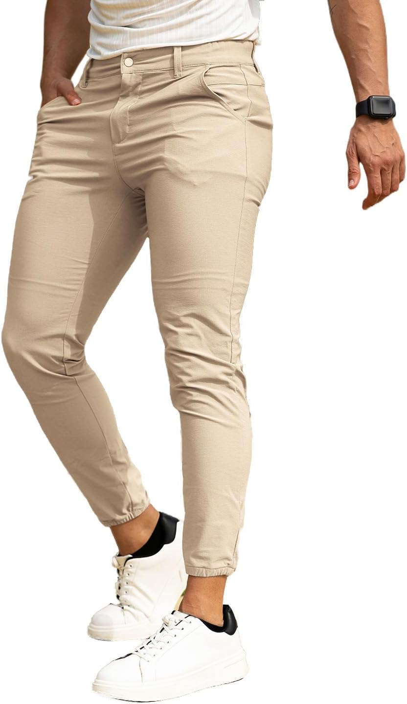 Men's 4-Way Stretch Slim Tapered Fit Golf Joggers for Comfort