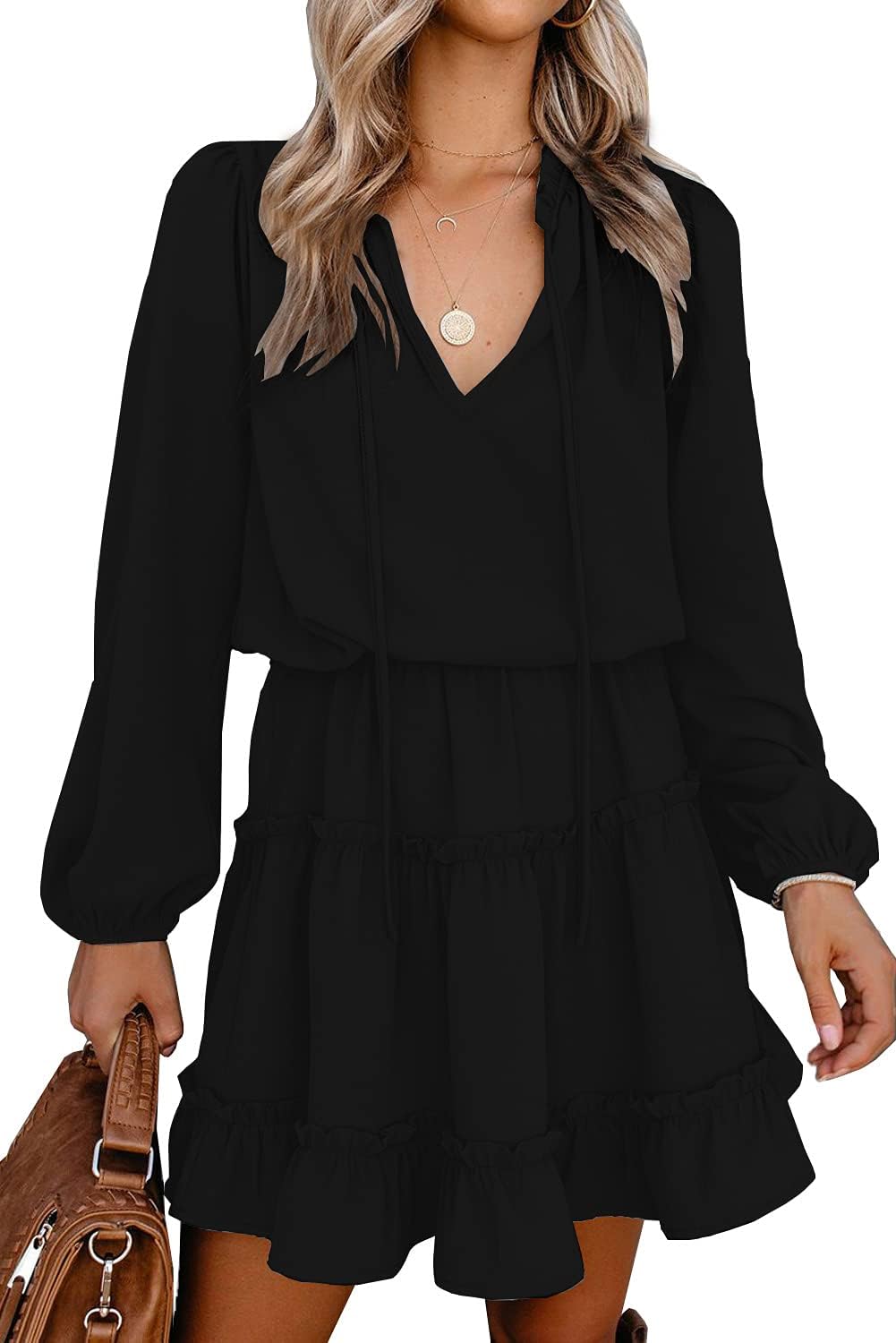 BTFBM Long Sleeve Fall Dresses for Women - Stylish Mini Dress