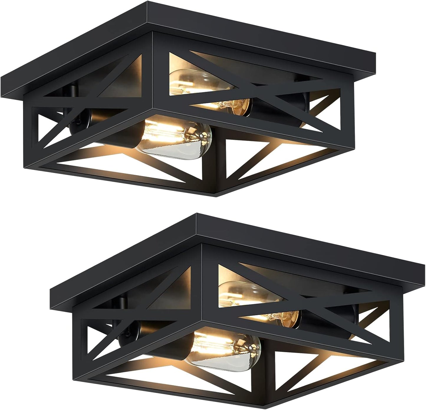 Black Flush Mount Ceiling Light Fixture for Farmhouse Style