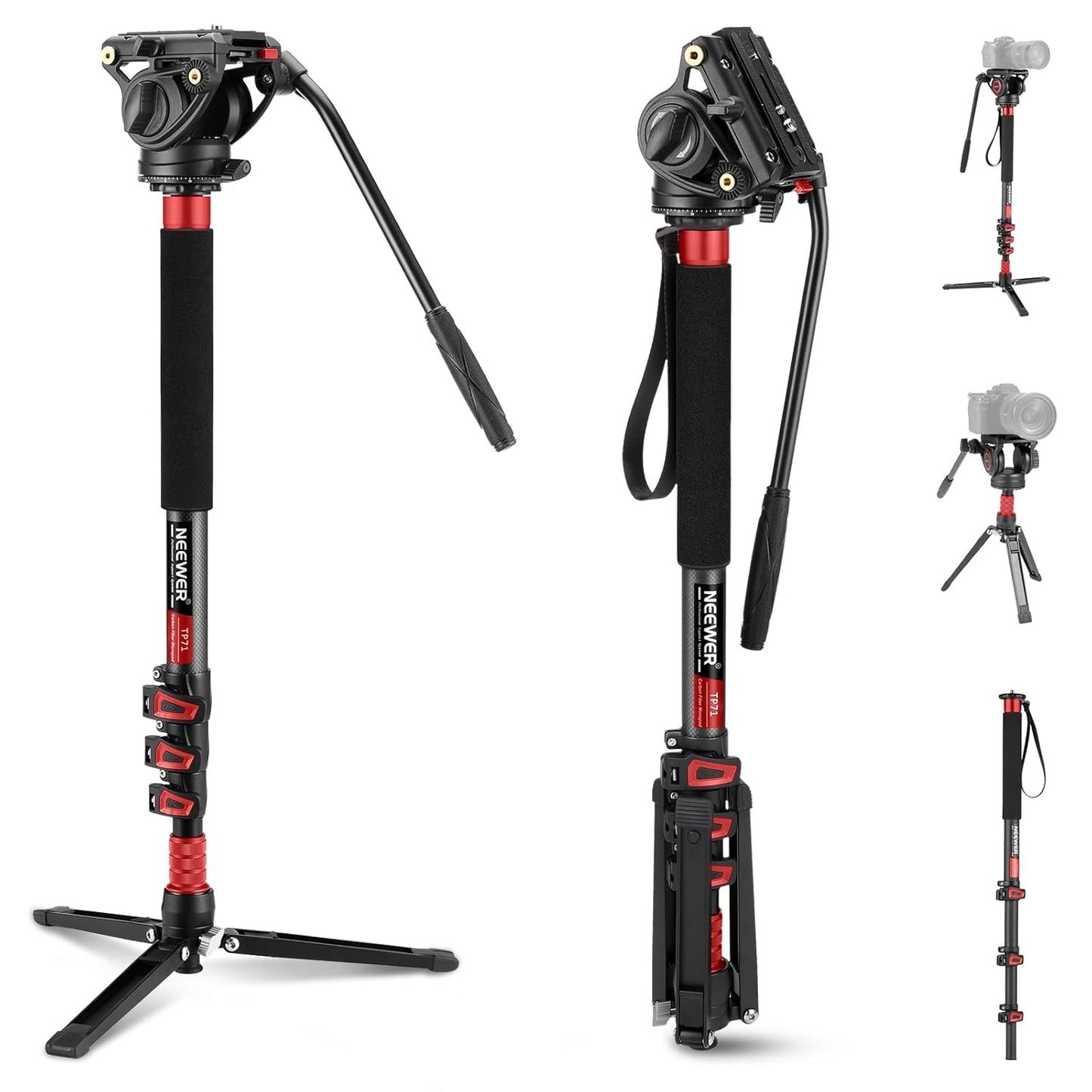 NEEWER 71.6in Pro Camera Monopod with Feet for Stability