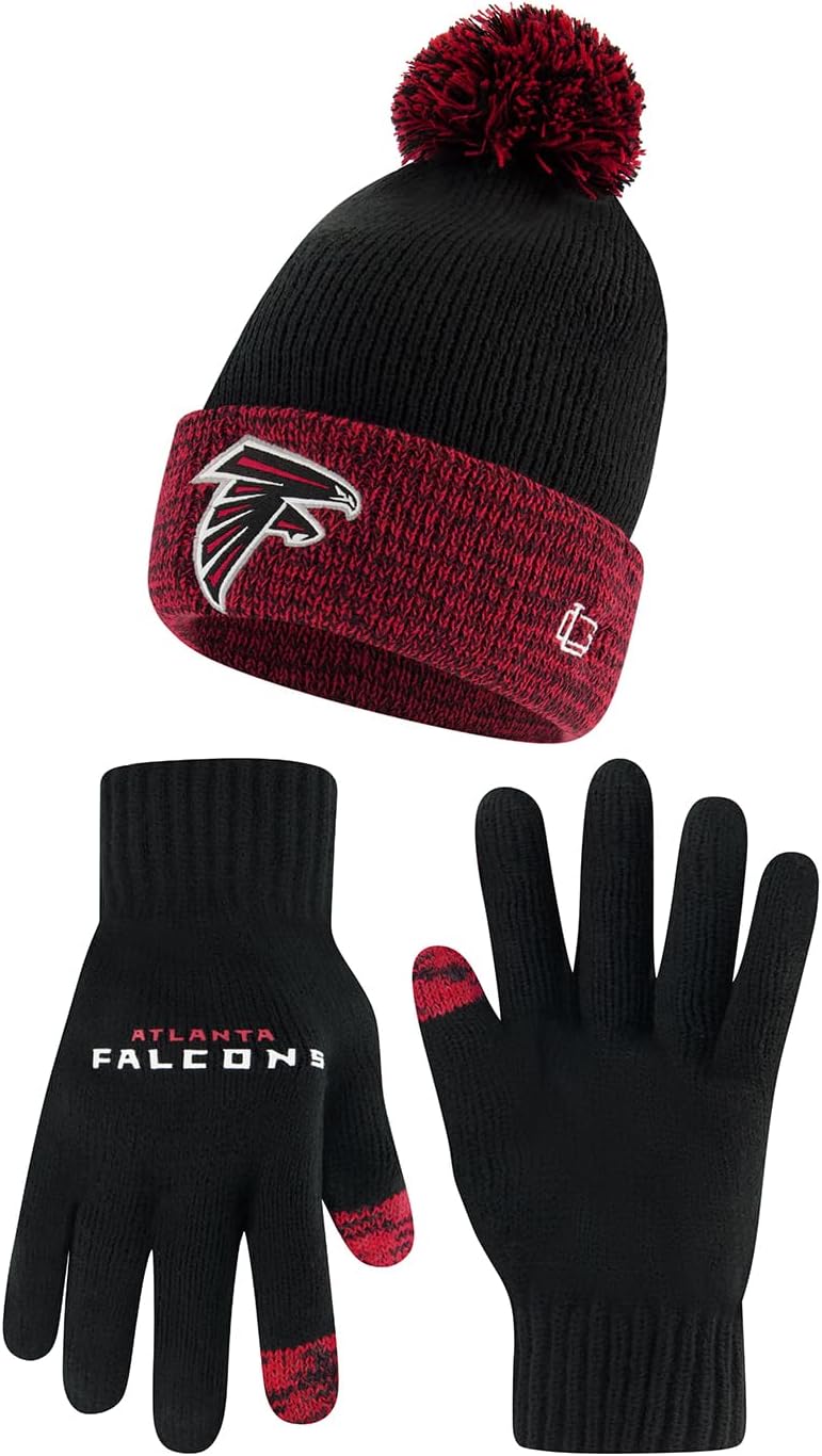 Ultra Game NFL Super Soft Two Tone Winter Beanie and Gloves