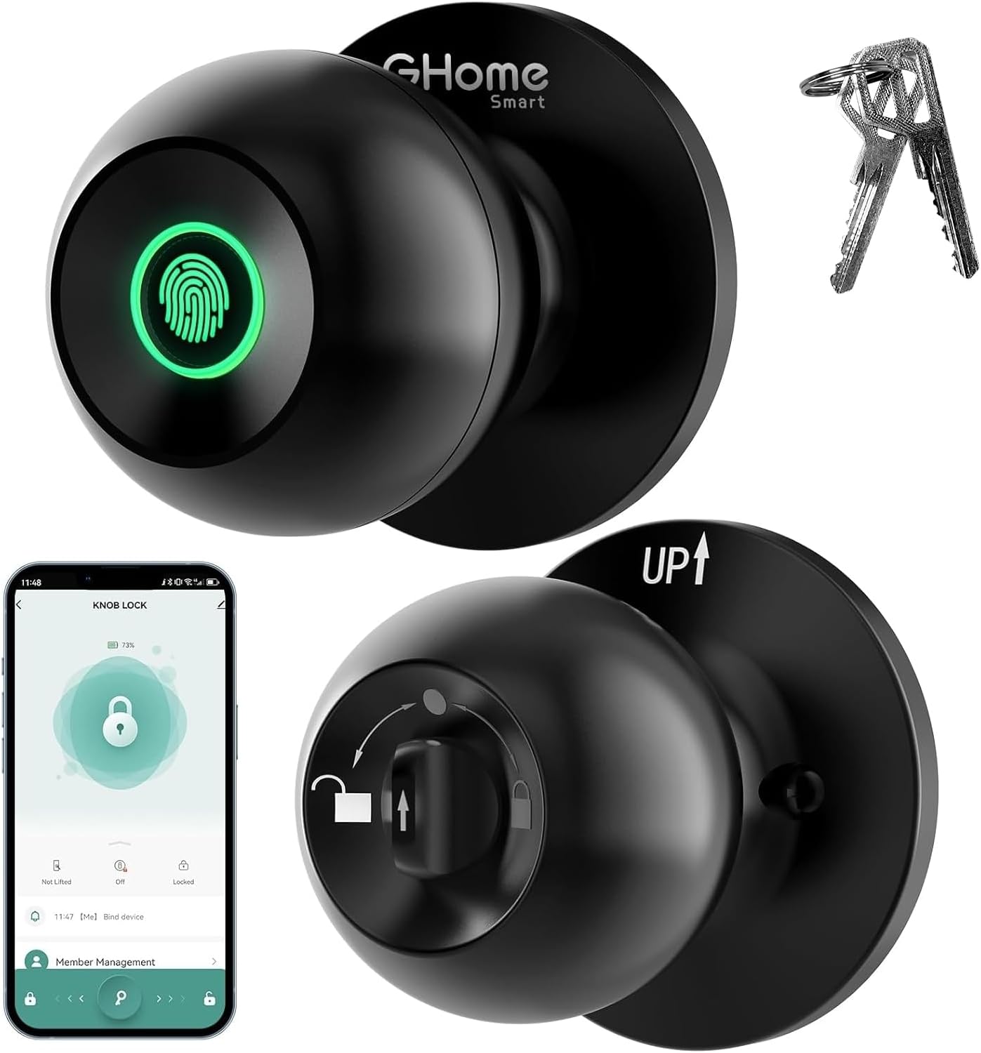 GHome Smart Fingerprint Door Lock: 3 in 1 Biometric Security