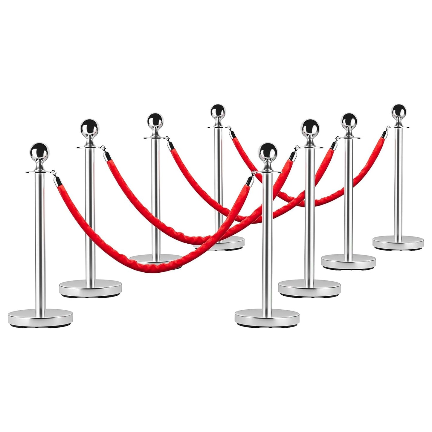 Stainless Steel Stanchion Post Queue with Velvet Ropes for Events