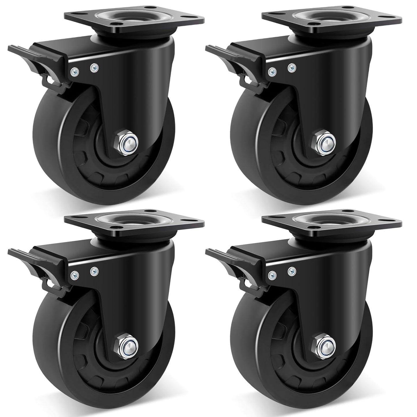5-inch Heavy Duty Swivel Plate Caster Wheels Set of 4 for Equipment
