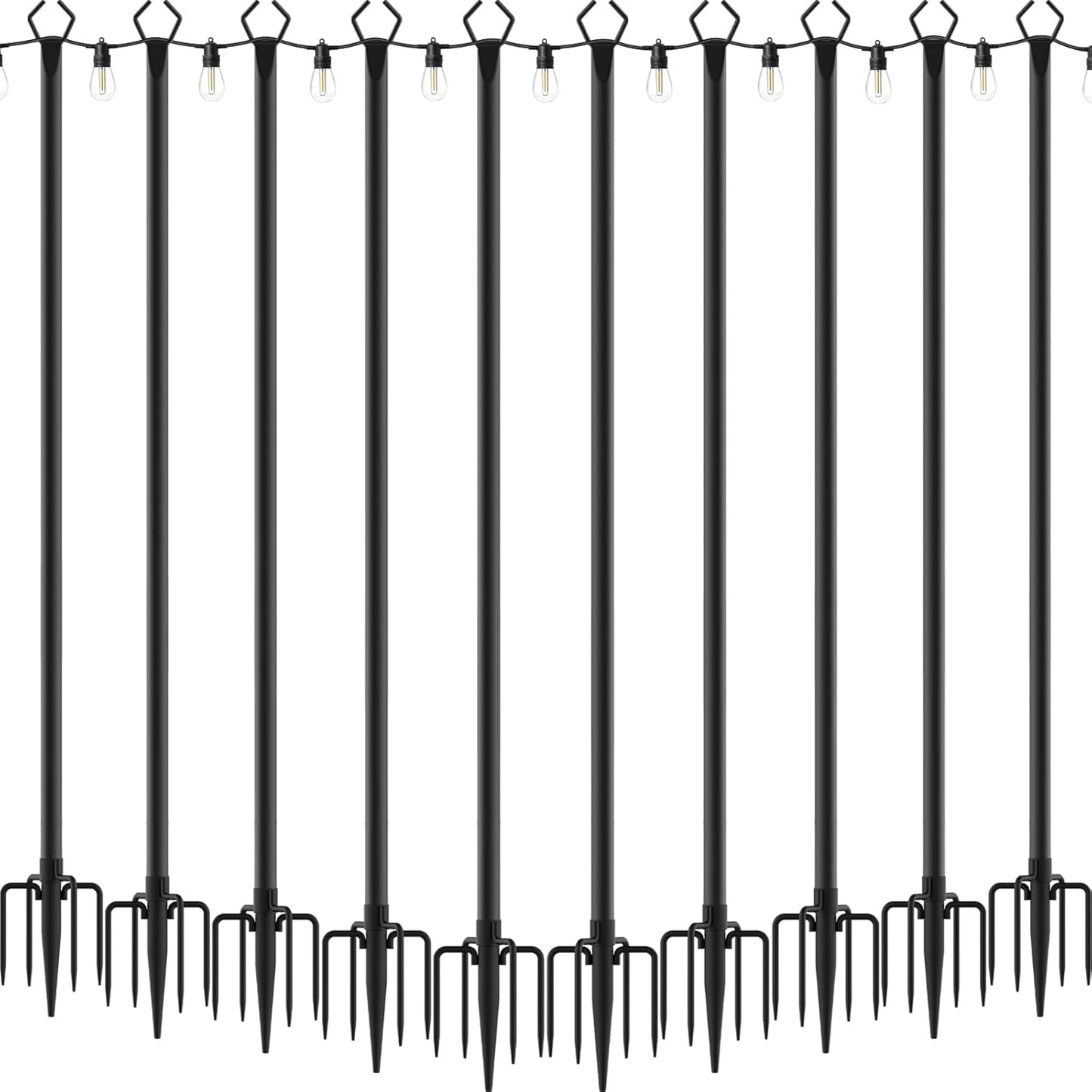10 Pack 10Ft String Light Poles for Outdoor Decor and Events